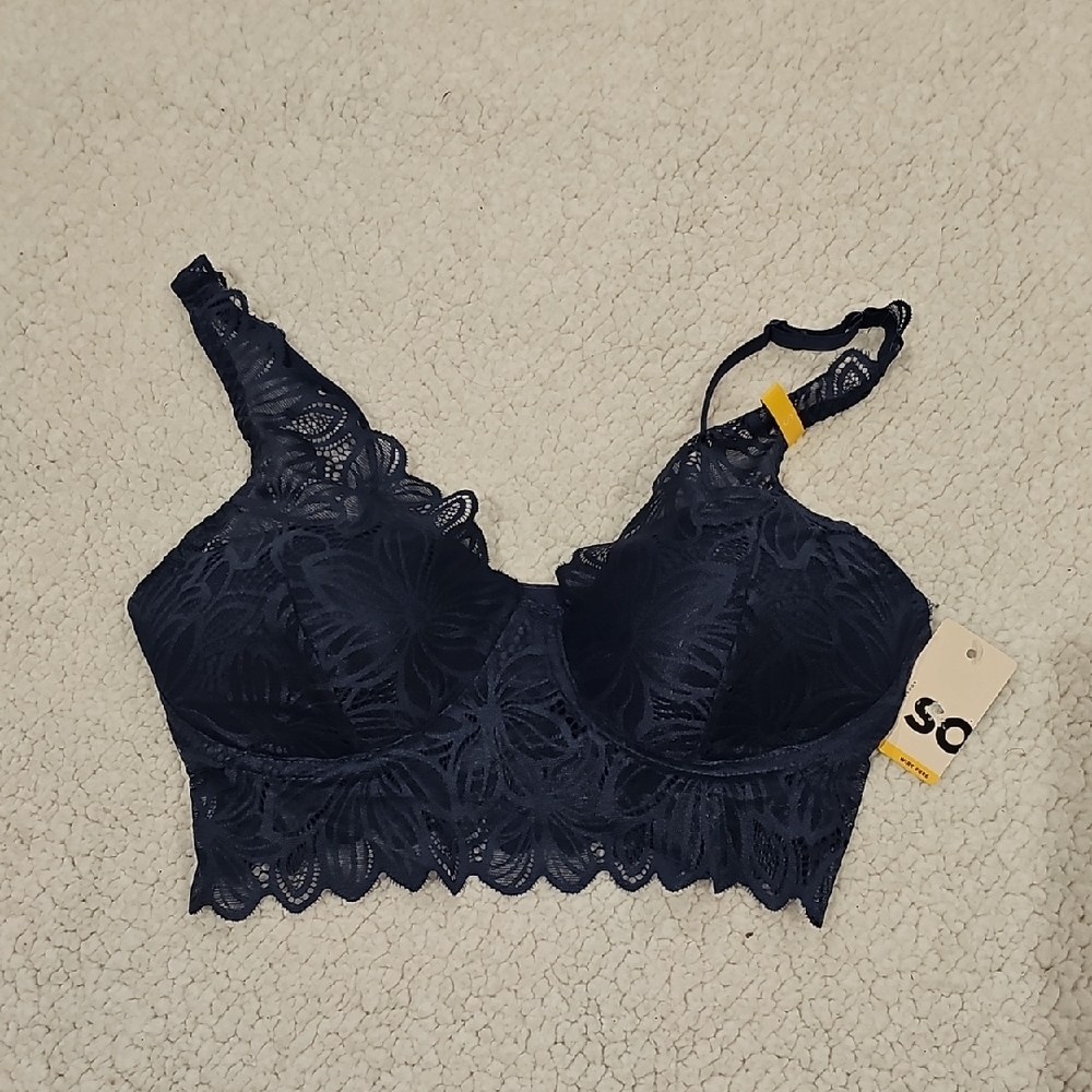 SO Navy Lace Wireless Bralette NWT Size S
